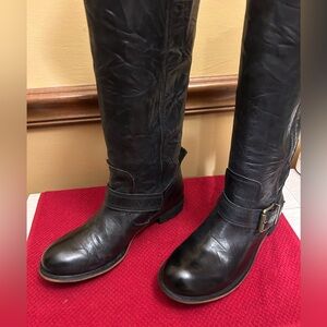 Gianni Bini Black Leather Boots with Buckle